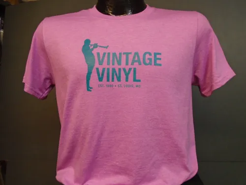 Vintage Vinyl - Vintage Vinyl Classic T-Shirt Pink w/Teal Print [L]