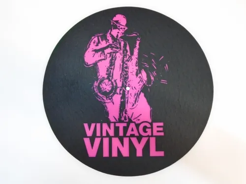 Vintage Vinyl - Vintage Vinyl Turntable Mat Pink on Black