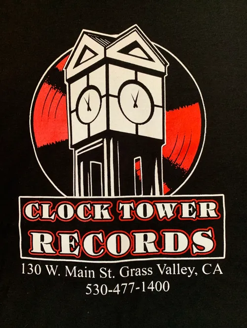 Clock Tower Records - Logo Tee - Short Sleeve, Black w/Red Logo [Large]