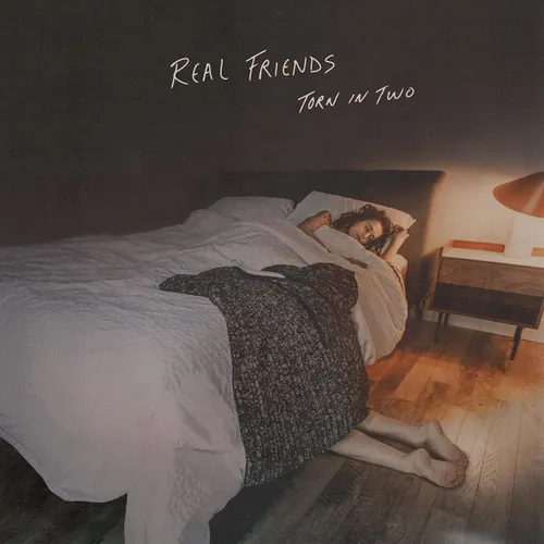 Real Friends - Torn In Two [Indie Exclusive Limited Edition Half Electric Blue/Half Doublemint with Heavy White and Baby Pink Splatter LP]