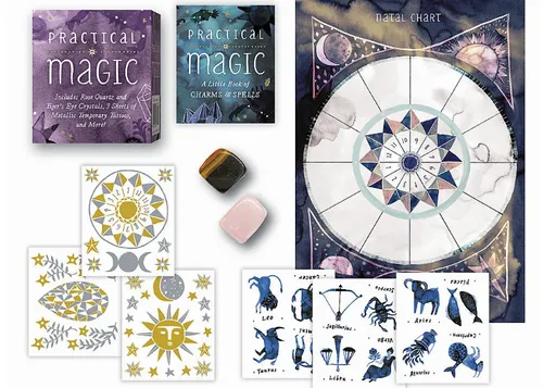 Kit - Practical Magic: Includes Rose Quartz and Tiger's Eye Crystals, 3 Sheets of Metallic Tattoos, and More! 