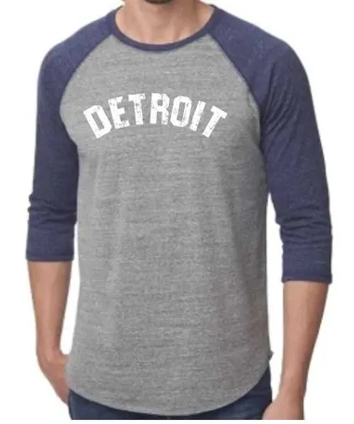 Detroit - Mens Detroit 3/4 Sleeve Baseball T-shirt [XL]
