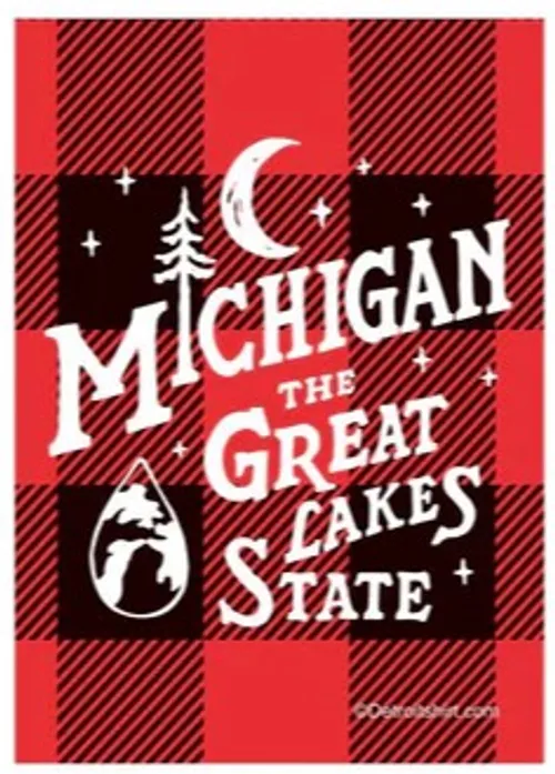 Detroit - Sticker - Michigan Vintage Font Plaid
