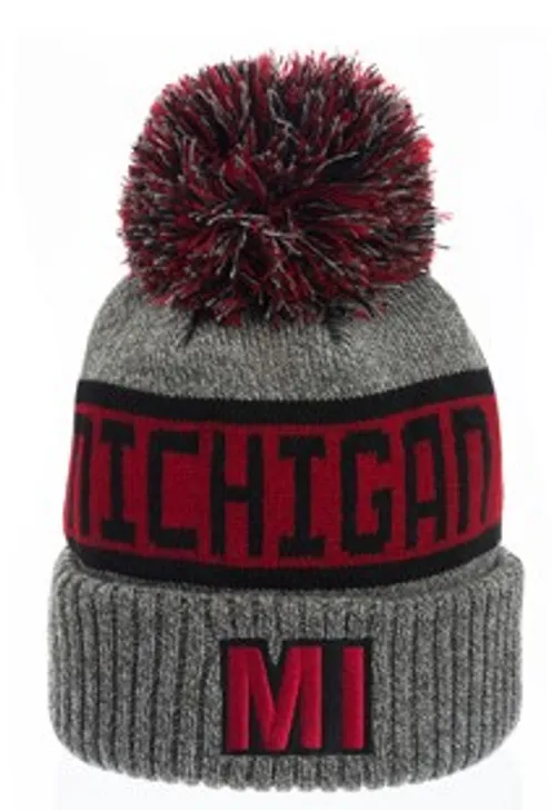 Detroit - Michigan Gray/Red Banner Pom Hat