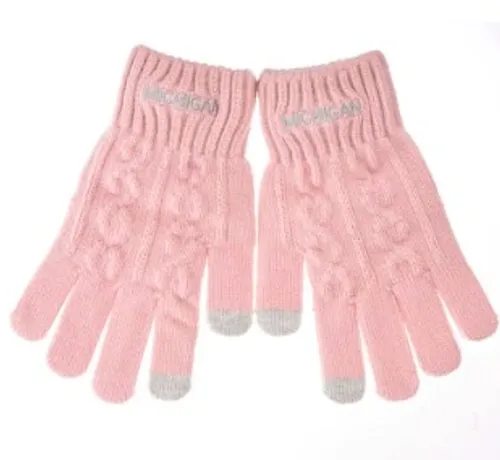Detroit - Michigan Pink Cable Knit Gloves
