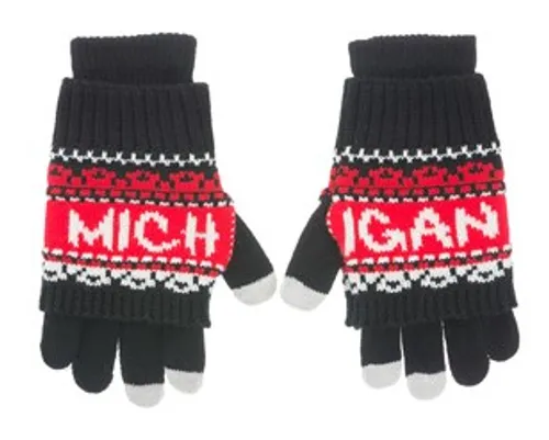 Detroit - Michigan Black/Red 2 in 1 Gloves