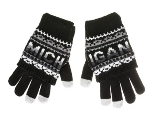 Detroit - Michigan Black/Gray 2 in 1 Gloves