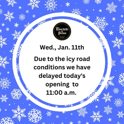 Store opening delayed one hour Wed., Jan. 11th | Electric Fetus