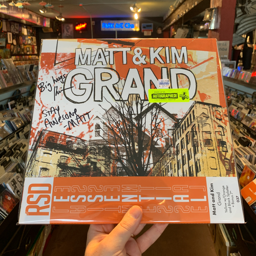 Matt &amp; Kim - Grand [PACDs AUTOGRAPHED Exclusive - RSD Essential Yellow w/Orange & Black Splatter LP+7in]