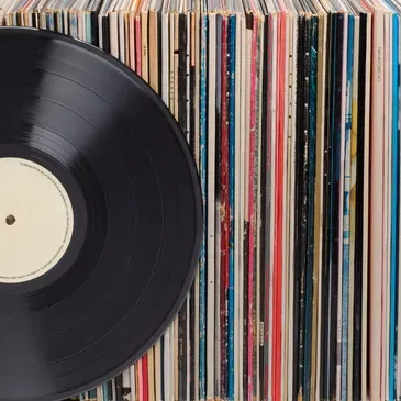 Vinyl records shelf