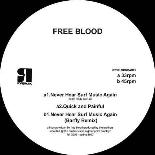 Free Blood - Never Hear Surf Music Again vinyl record cover