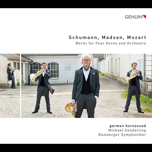 Mozart / German Hornsound / Bamberg Symphony - Works for Four Horns & Orchestra vinyl record cover