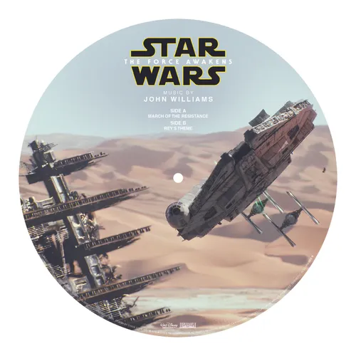 Soundtrack - Star Wars: The Force Awakens "March of the Resistance b/w Rey's Theme" (Millennium Falcon) vinyl record cover