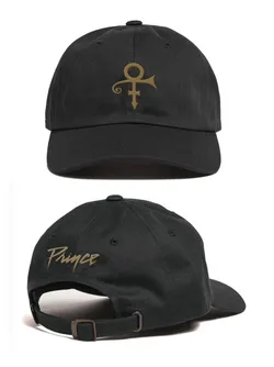 black and gold prince logo black baseball cap