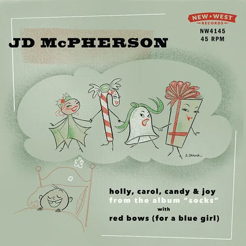 JD McPherson - "Red Bows For A Blue Girl" / "Holly, Carol, Candy and Joy" vinyl record cover