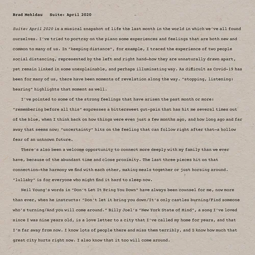 Brad Mehldau - Suite: April 2020 vinyl record cover