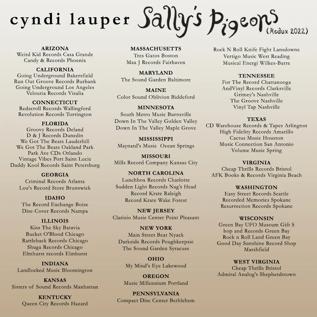 CYNDI LAUPER SALLY'S PIGEONS | RECORD STORE DAY