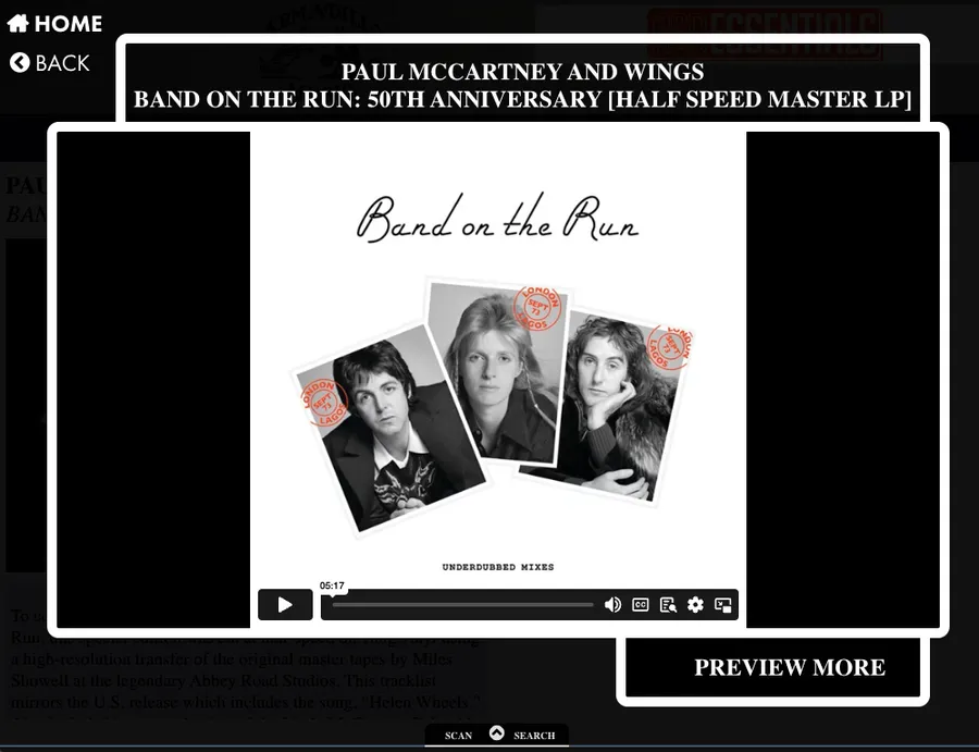 Paul McCartney And Wings Band on the Run: 50th Anniversary  - Kiosk Item With Video