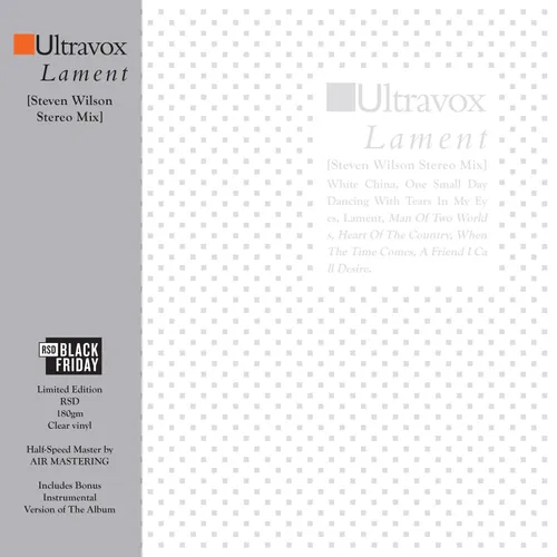 Ultravox - Lament - Steven Wilson Stereo Mix (Rsd) vinyl record cover